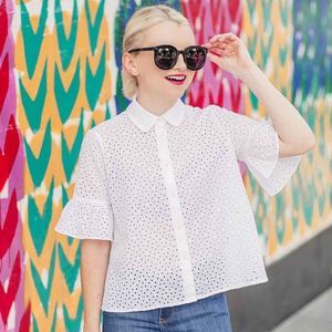 Madewell Eyelet Bell-Sleeve Shirt in White